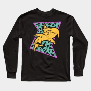 Retro 90s Hammerhead Shark Icon Long Sleeve T-Shirt